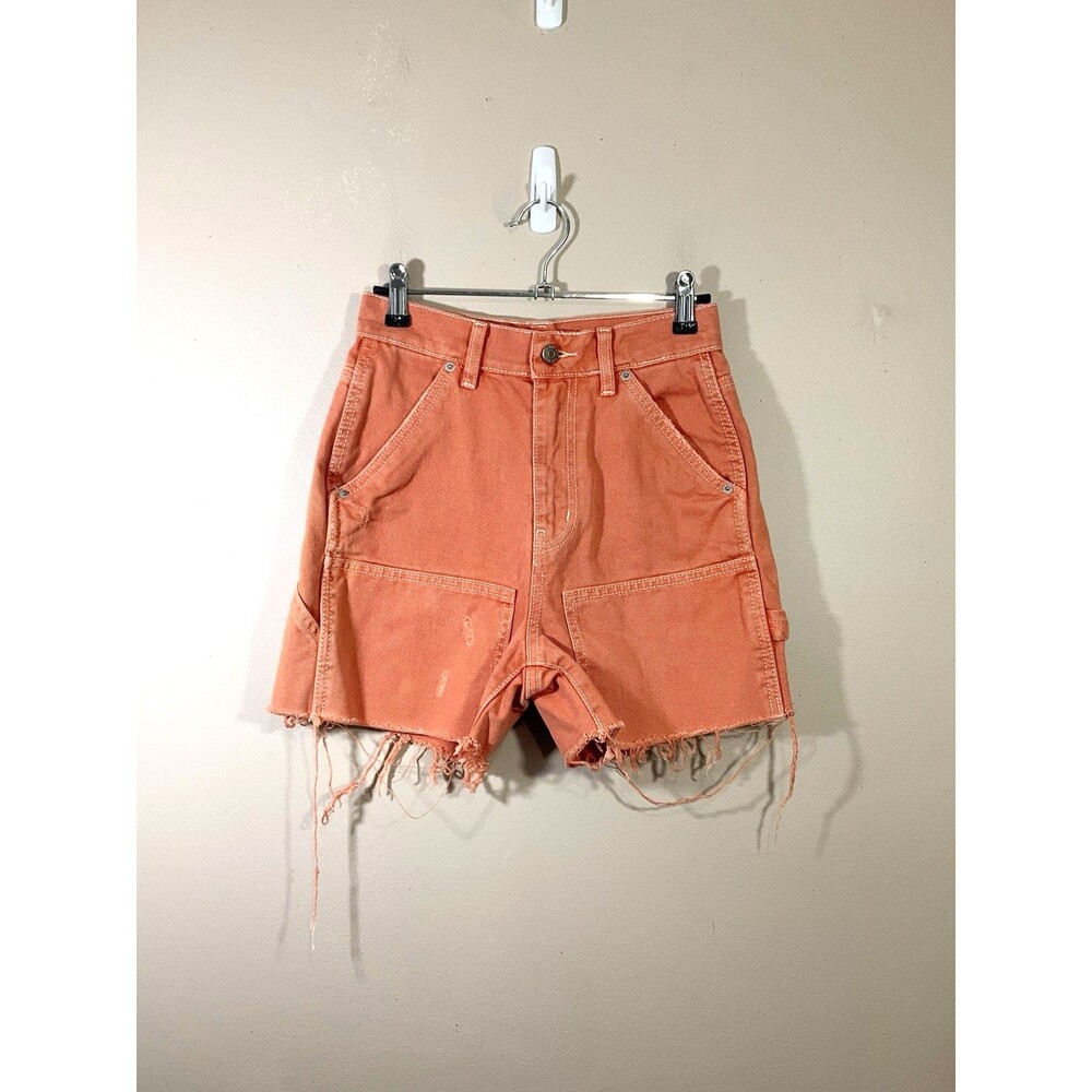 Urban Outfitters BDG Cut Off Carpenter Jean Shorts Size 25 Orange High Waist